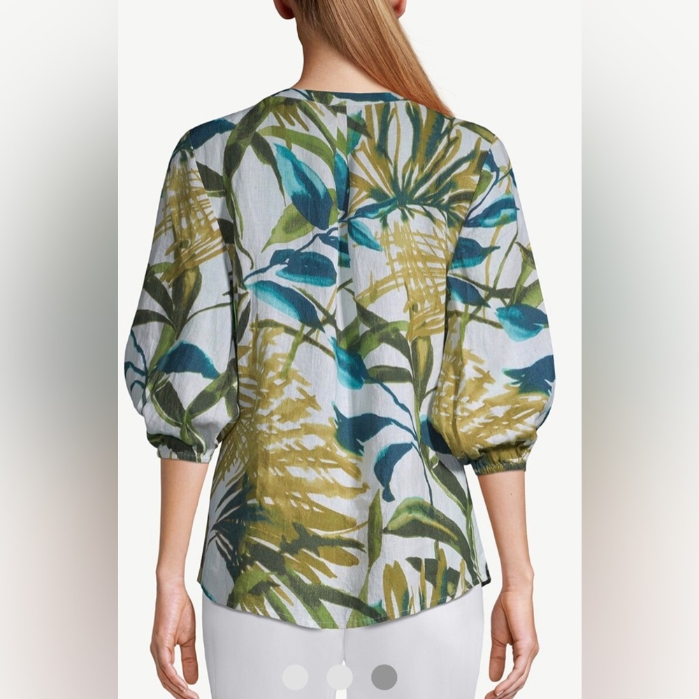 Chico’s Palm Print Linen Tunic - Picture 2 of 8